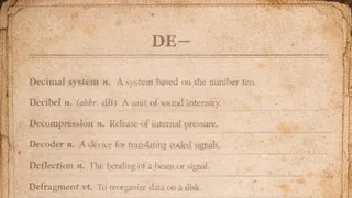 A dictionary’s definitions dissolving into paper grain.