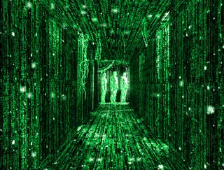Green Matrix-style digital rain symbolizing machine output versus human understanding.